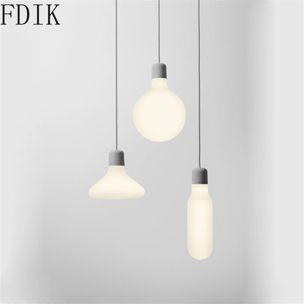 Скандинавский молочный светодиодный подвесной светильник стеклянный для