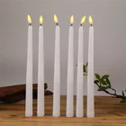 20 шт. длинные янтарные пластиковые мерцающие беспламенные Свечи-конические свечи для романтического ужина, подсвечники высотой 28 см