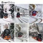 EverShine 5D алмазная живопись, пейзаж, полноразмерная Алмазная вышивка, поезд, картина стразы, вышивка, зимнее настенное искусство