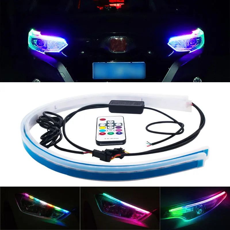 2 шт. DRL светодиодный Универсальный водонепроницаемый гибкий RGB дневный ходовой