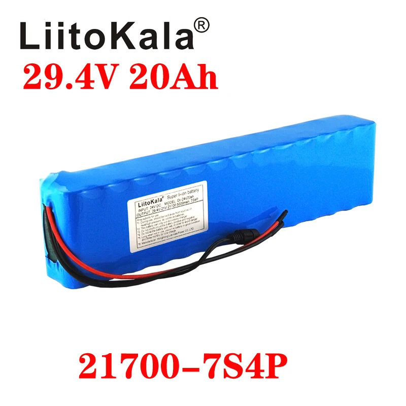 Аккумуляторная батарея LiitoKala 24 В 20 Ач 25 30 аккумулятор 21700 электрический велосипед