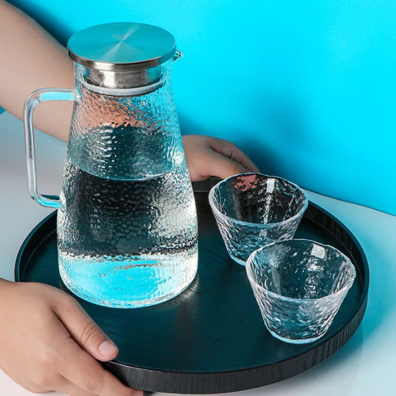 Стеклянный кувшин для воды с ручкой горячей и холодной фруктового сока цветка