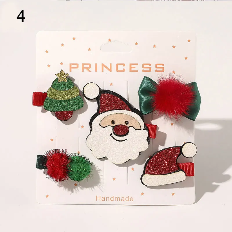 

5Pcs/Set Cute Christmas Hair Clip Shiny Santa Claus Hairpin Baby Girl Headdress Christmas Party Decor Girl Hair Accessories