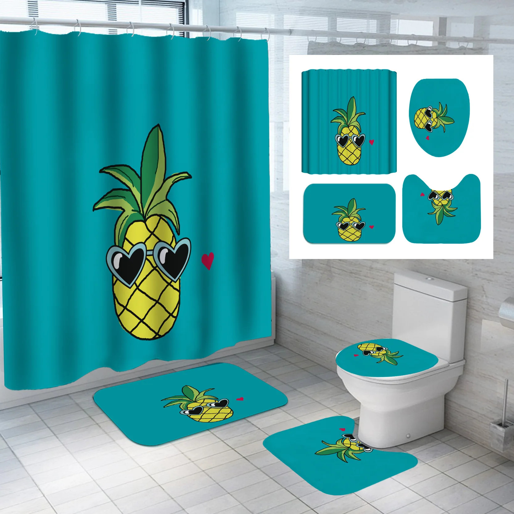 

3D Digital Santa Printed Polyester Bathroom Shower Curtain For Custom LOGO
