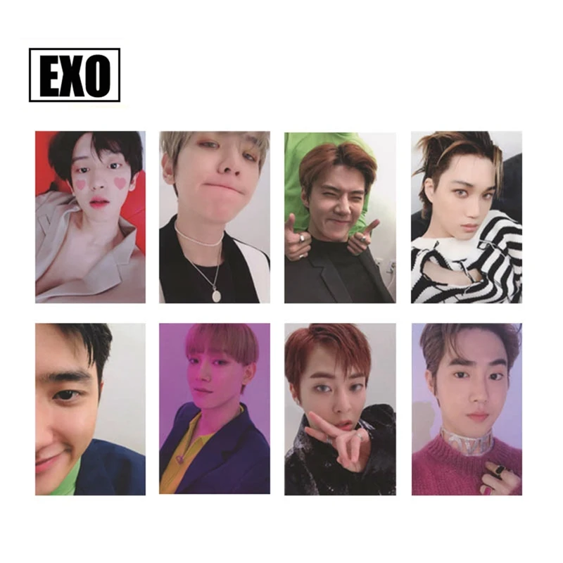 8Pcs/Set EXO Album Self Made Paper Card Photo Card Poster  Photocard Fans Gift Collection Stationery Set images - 6