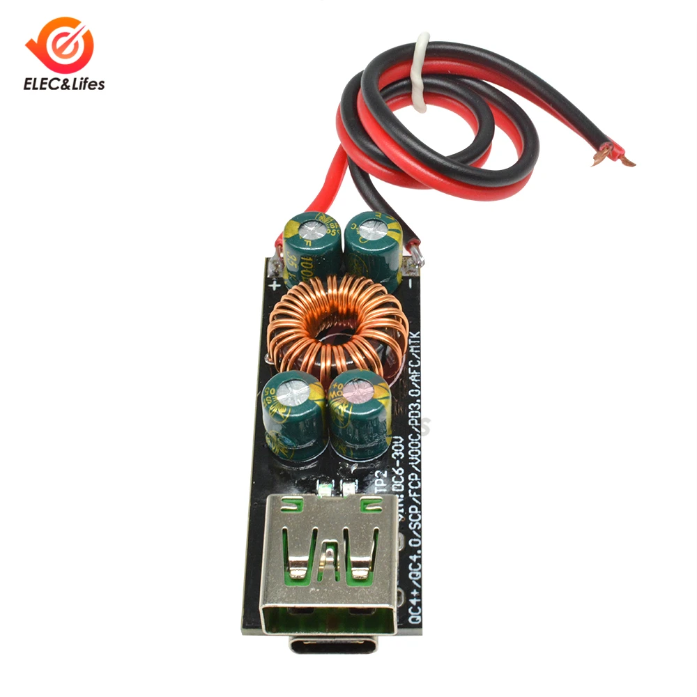 QC 4,0 3,0 6-35 в type-C USB Мобильный телефон мощность Быстрая зарядка печатная плата DC понижающий модуль для huawei SCP/FCP PD Qualcomm