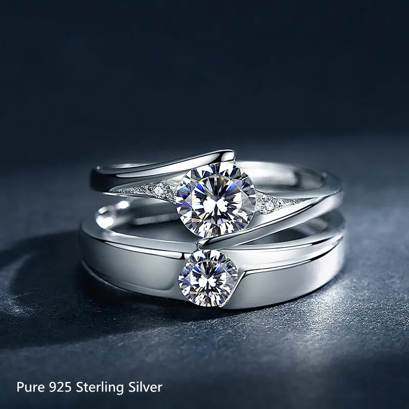 925 Sterling Silver Female Male Wedding Ring White Zircon Light Smooth Fashion Cricle Ring for Men Woman Classic Jewelry Rings