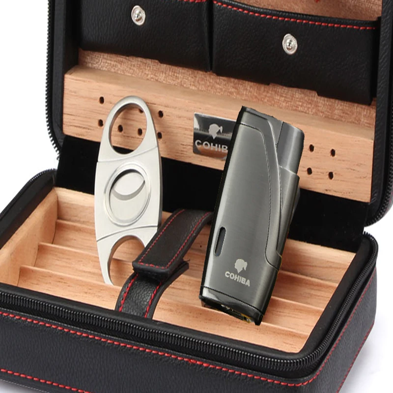 Cohiba кедровая древесина для путешествий Сигара коробка сигар кожаный портсигар 4