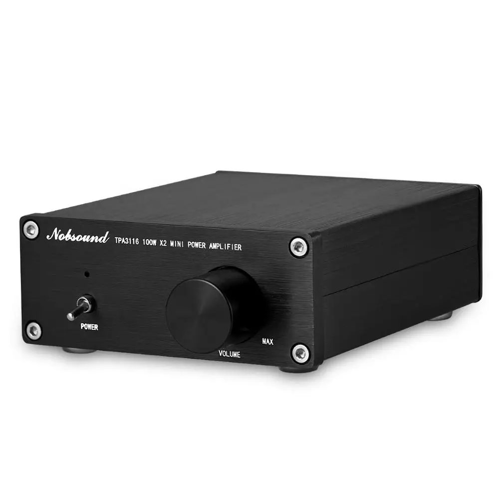 Nobsound Мини цифровой аудио усилитель мощности HiFi TPA3116 стерео музыка 2-канальный 100 Вт* 2 черный шасси - Цвет: Without Power Supply