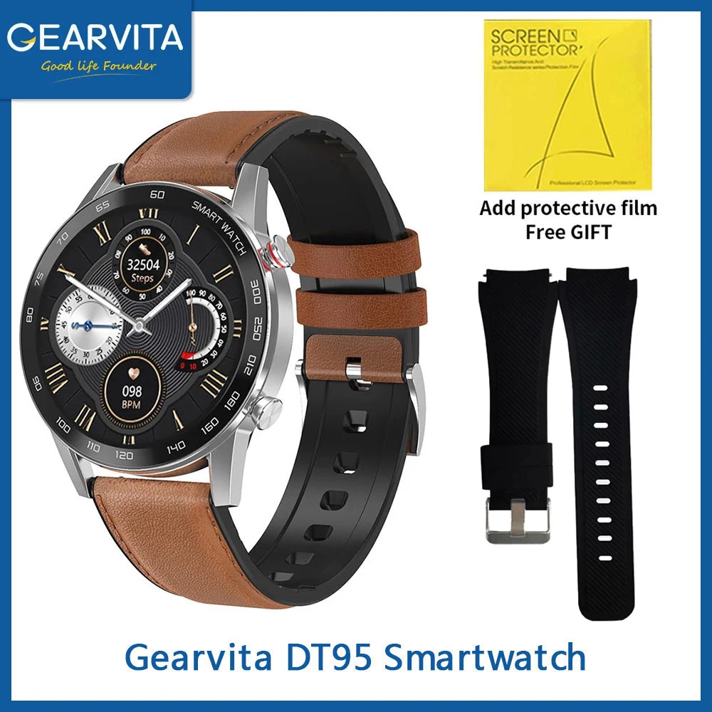 

Gearvita DT95 Smart Watch Men BT Call IP68 Waterproof ECG Heat Rate 360*360 Alarm Sleep Monitor For Huwei Andriod Mobile