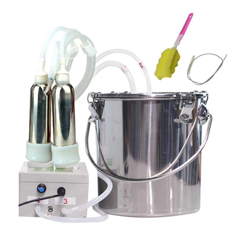 

5L Electric Milking Machine Stainless Steel Milker Pulsator For Farm Cows Goats Vacuum Pump 220V Pasture Cattle Sheep Milker