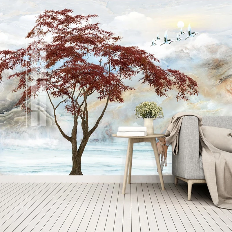 3D фотообои на заказ настенные росписи в китайском стиле картина виде гор воды