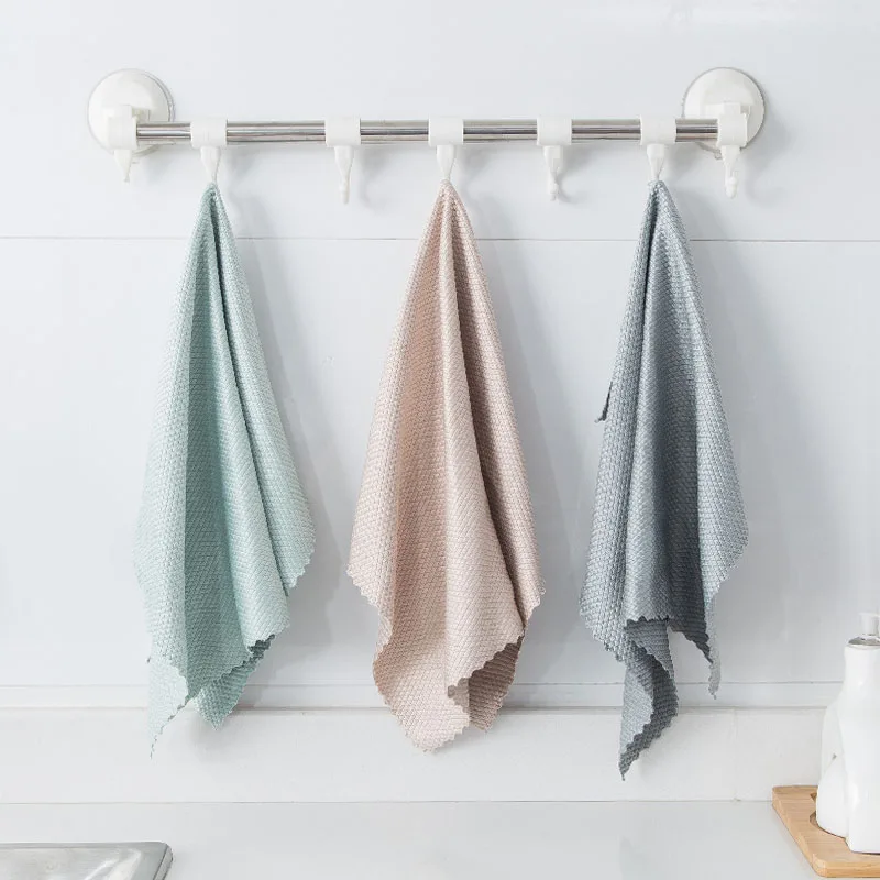 

3Pcs/Set Fish Scales Cleaning Cloth Kitchen Towel Household Items Cleaning Tools Bowl Dish Ceramic Tile Wipe Duster Glass Rags