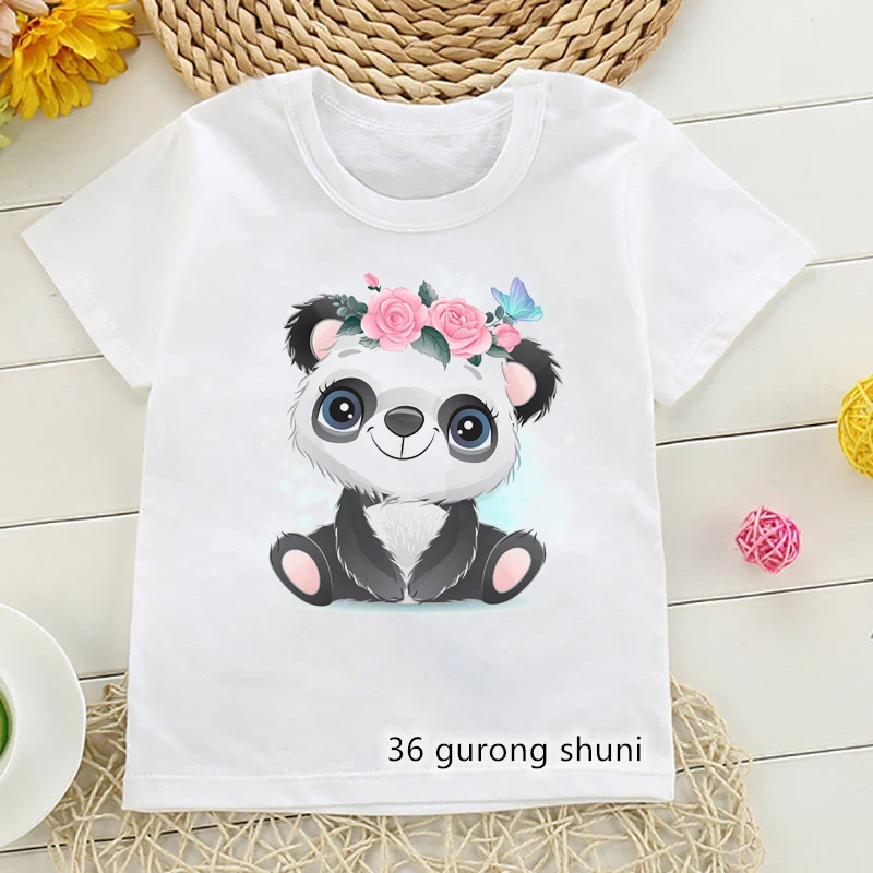 

T-shirt fot boys funnyButterfly Panda graphic print kids tshirt vogue girls clothes Harajuku cute girls t-shirt tops wholesale