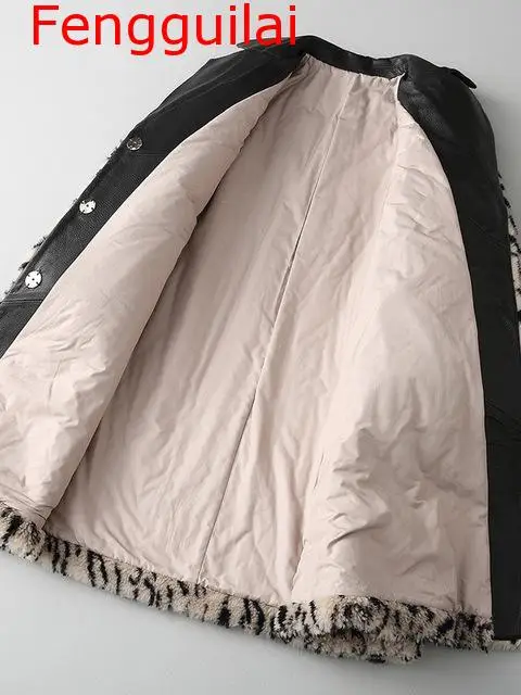 Зимние Роскошные леопардовые пальто из искусственного меха куртки с воротником