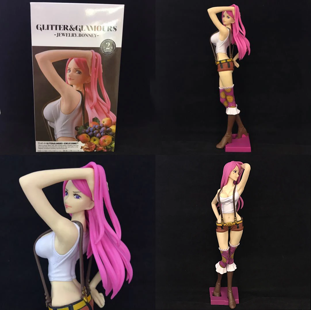 

24cm One Piece Jewelry Bonney Anime Action Figure Charm Big Stomach King Black White Hot Pretty Girls PVC Collection Model Gifts