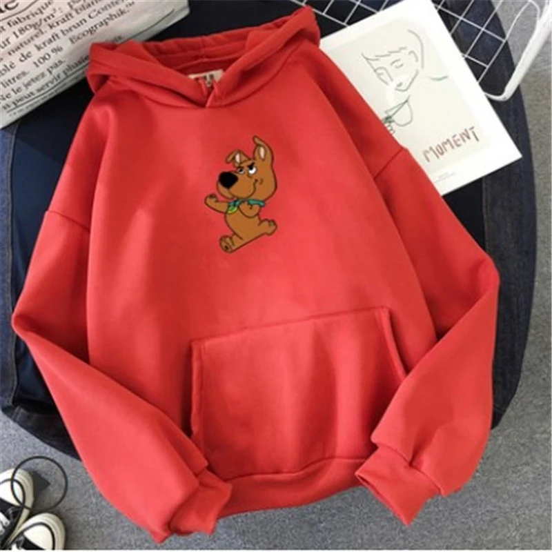 2021 Oversize Cute Dog Print Sweatshirt Kawaii Hoodies Women Top Clothes Hoody Female Itself Winter Women Hoodies Full Sleeve