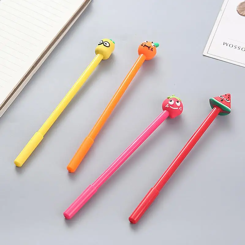 Силиконовая стираемая ручка с черными чернилами и мультяшными фруктами |