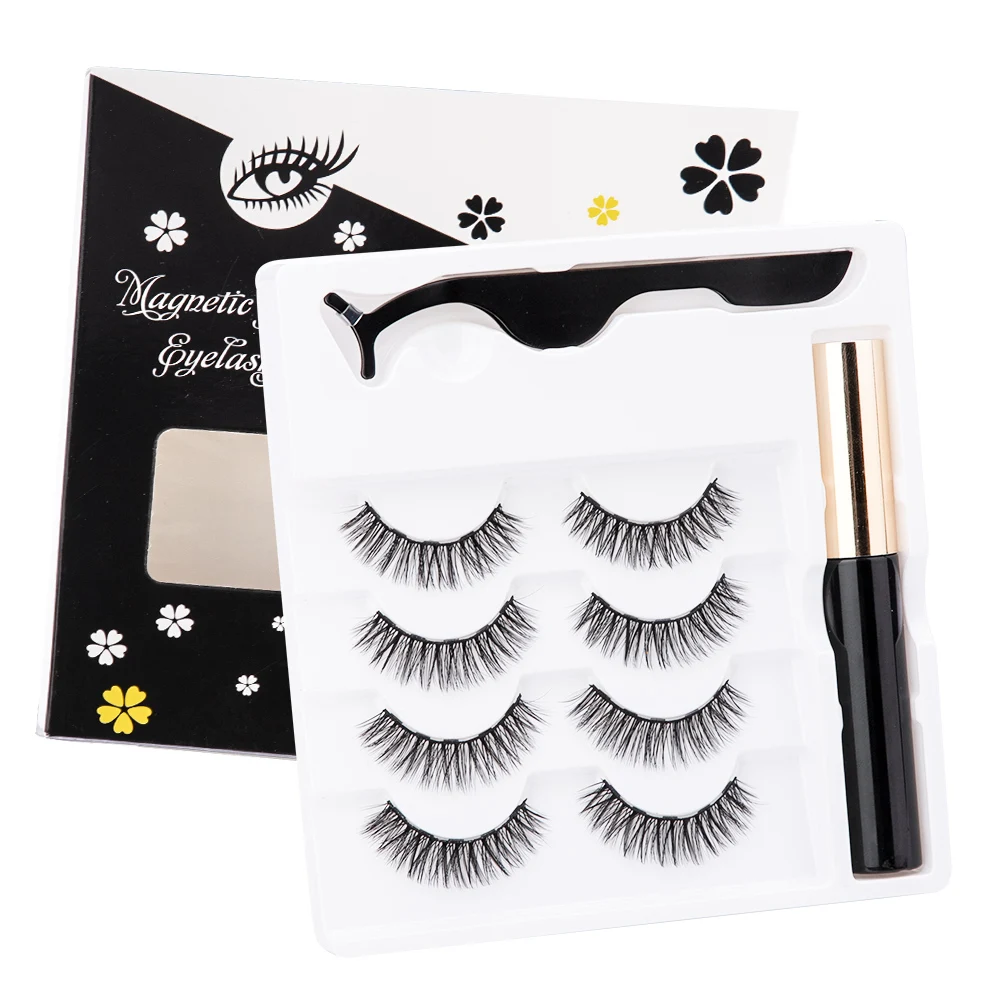 Жидкая подводка для глаз 5 магнитных ресниц 4 пары набор пинцет инструмент