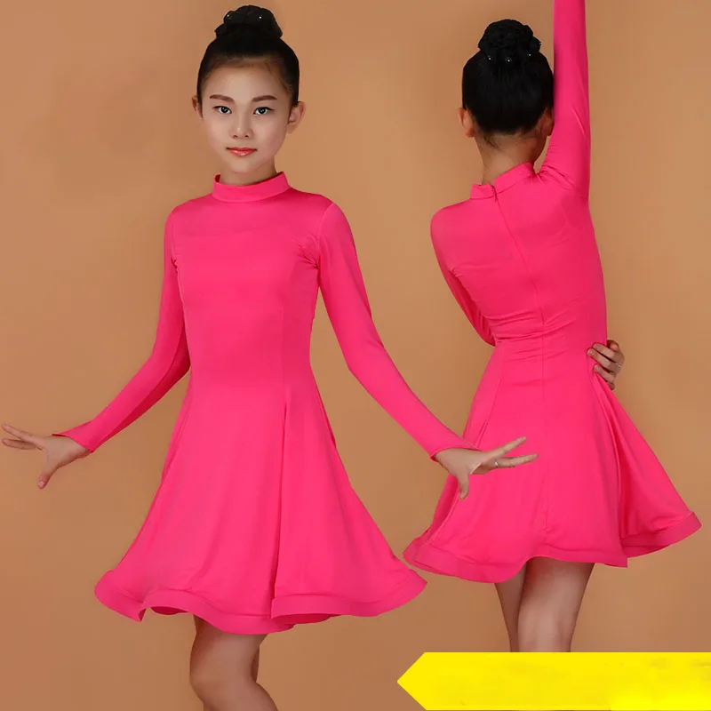 Pink Collar 10 Платье для латинских танцев для девочек, Бальные танцы, Румба Самба, детский танцевальный костюм для латинских танцев, новинка года, современный карнавал, джаз, танцевальная одежда - Цвет: Pink Collar 10