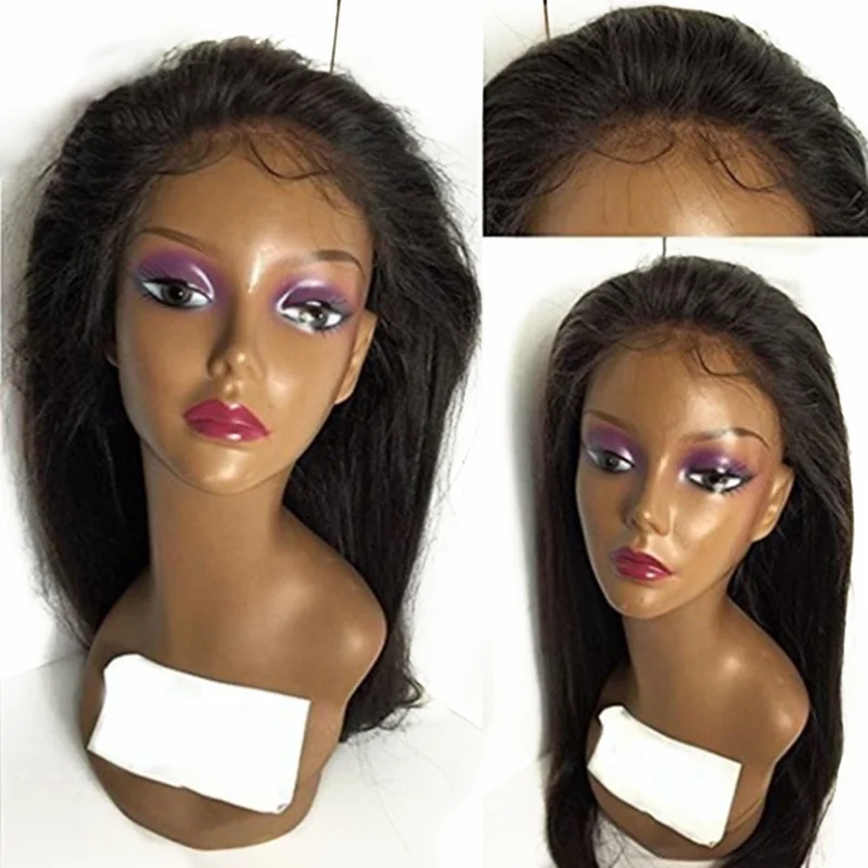 

Natural Black Long Silky Straight Hair for Black Women Heat Resistant Synthetic Lace Front Wigs With Baby Hair Can Do Ponytail