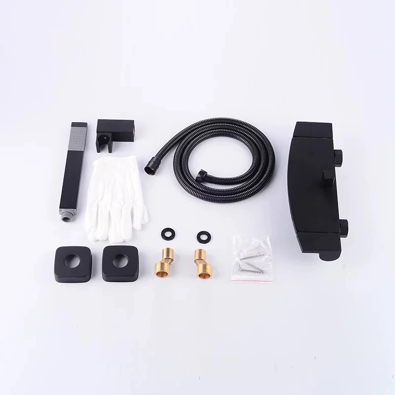 Смеситель для ванны Водопад из меди в скандинавском стиле настенный черный кран