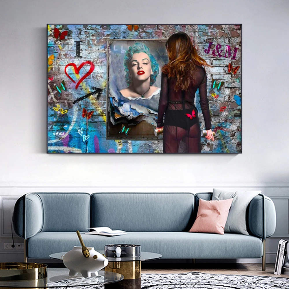

Modern Monroe HD Graffiti Artwork Picture On Canvas Prints Street Art Sexy Girl Wall Painting Poster For Home Decor Living Room