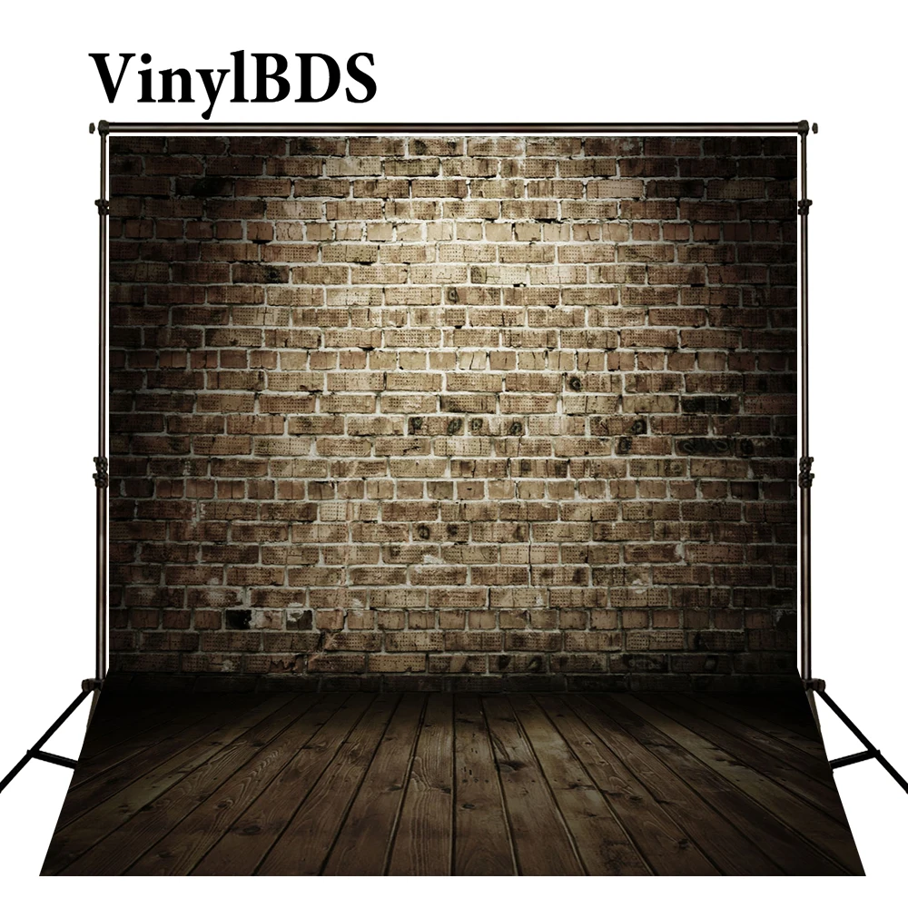 

VinylBDS 5X7FT Новорожденный ребенок кирпичная стена огни осень Achtergrond Kerst деревянный пол фон для фотосъемки