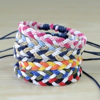 handmade cotton linen rope braided bracelet for men women friendship weave bangle wristband jewelry gift