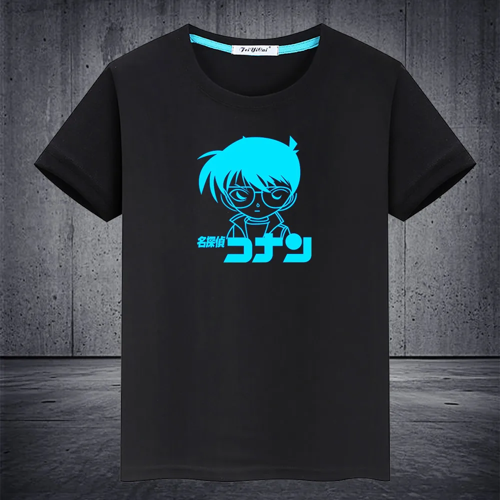 

Светящаяся футболка Detective Conan, Детская футболка, лето 2020, модная мужская и женская футболка с коротким рукавом, топы, жилет, футболки для отдыха