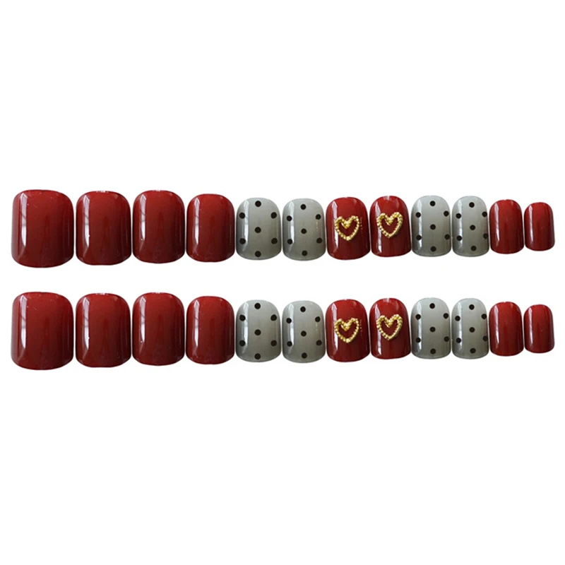 24 шт./компл. золотые наклейки в форме сердца накладные ногти с полным покрытием