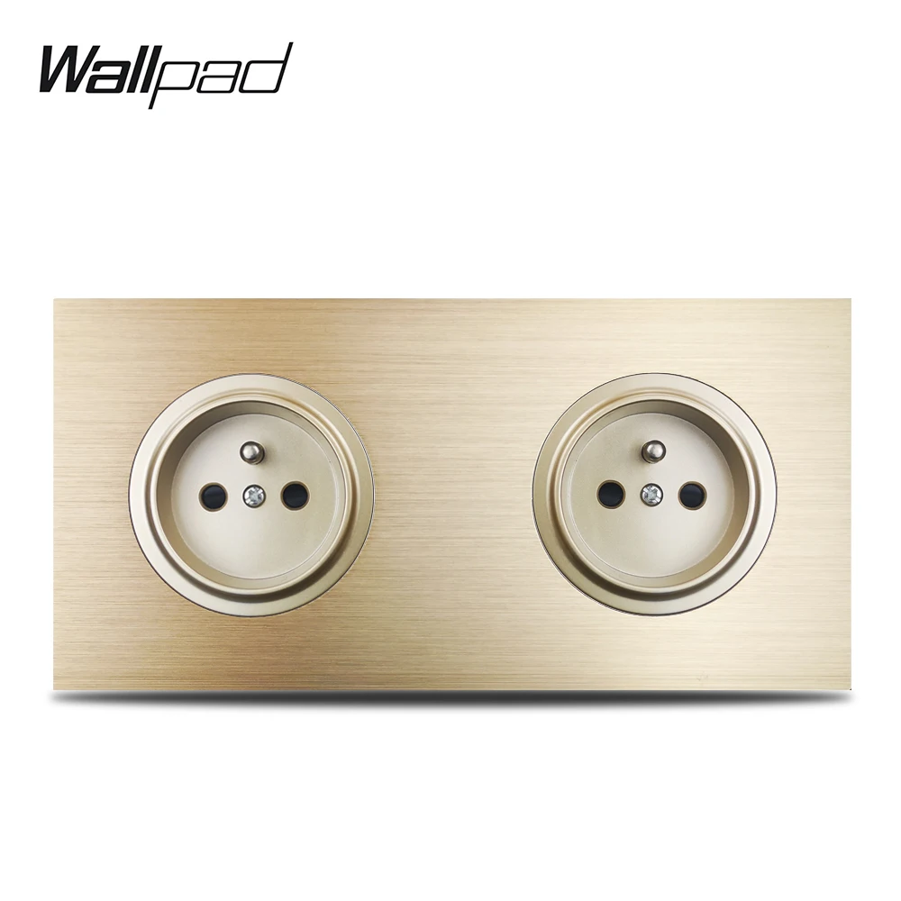 Настенная розетка Wallpad L6 Gold металлическая панель из матового алюминия с двумя