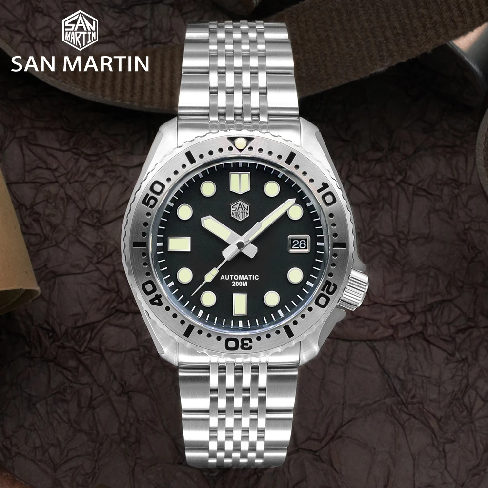 

San Martin SN046G Stainless Steel Dive Watches NH35 Mov't Mechanical Watch C3 Luminous Bracelet Sapphire Glass 20ATM Wrist watch