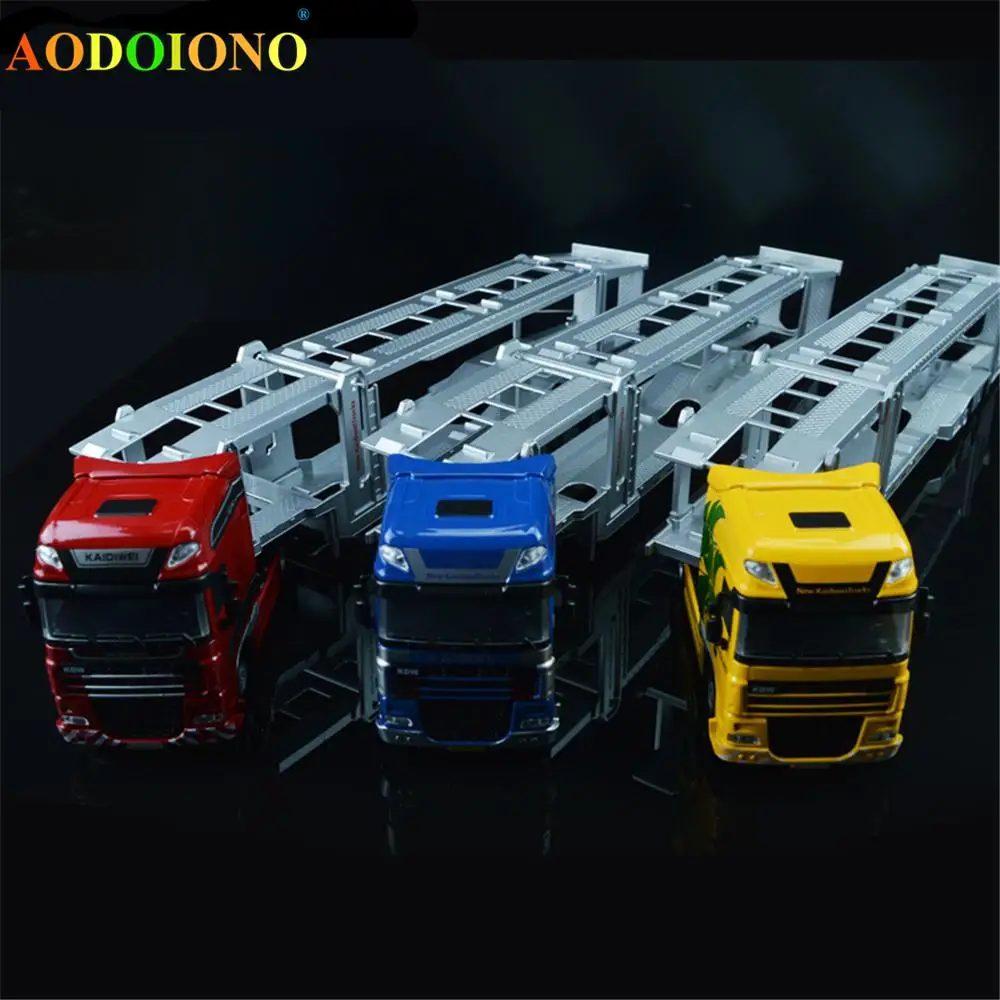 Литая Двухуровневая машинка из сплава транспортер прицеп с плоской платформой