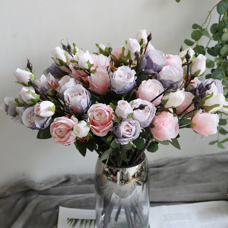 3 шт. искусственные шелковые розы головки | Дом и сад