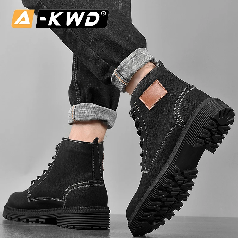 Мужские высокие кроссовки уличная рабочая обувь кожаные в стиле ретро зима |