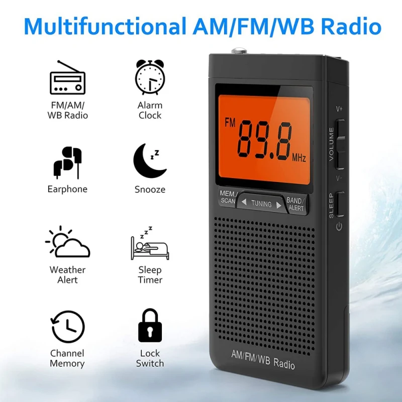 

Emergency Pocket NOAA AM FM Weather Radio Compact Portable Auto-Search Battery Hand-cranked Radio New