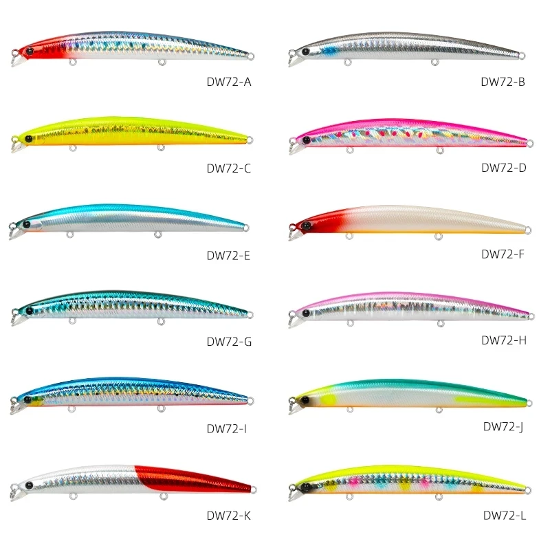 

TSURINOYA DW72 Floating Minnow Fishing Lure 125mm 14.3g Artificial Jerkbait Wobblers Shallow Range Sea Bass Lure Swimbait Pesca