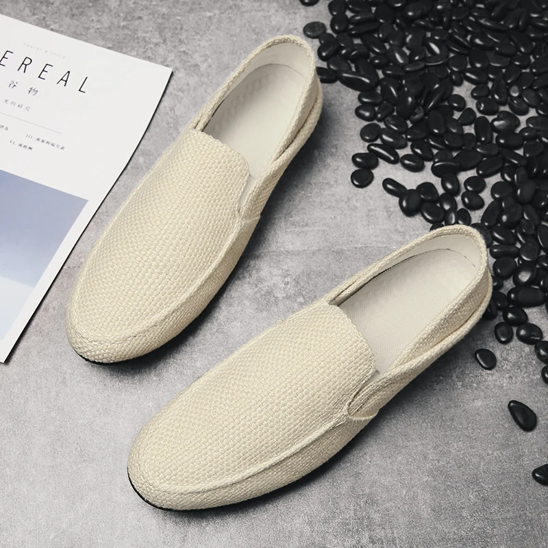 Men Breathable Shoes Cotton and linen Male Flat Slipe Sets of Feet Driving Lazy Walking Peas shoes Sneakers Low YGb-6000 | Спорт и