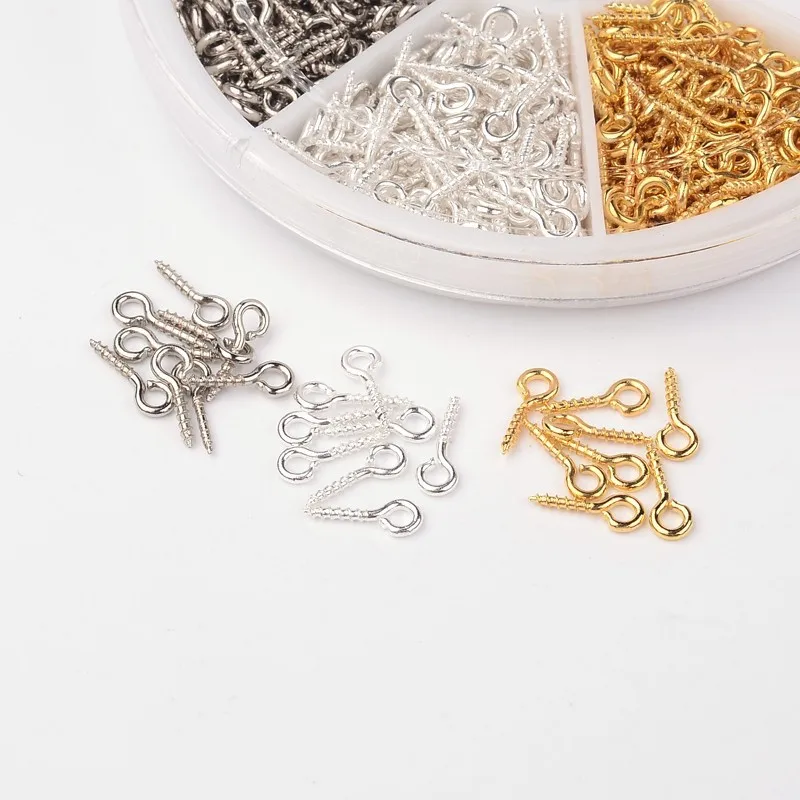 900 шт. 3 цвета железная винтовая шпилька под зажим для полупросверленных бусин