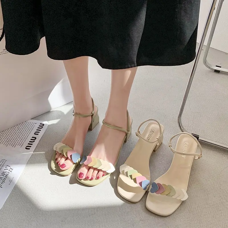 

Shoes Slippers Casual Slides Slipers Women Square heel Med Luxury Summer 2021 Block Soft Basic Hoof Heels Rubber Scandals Rome