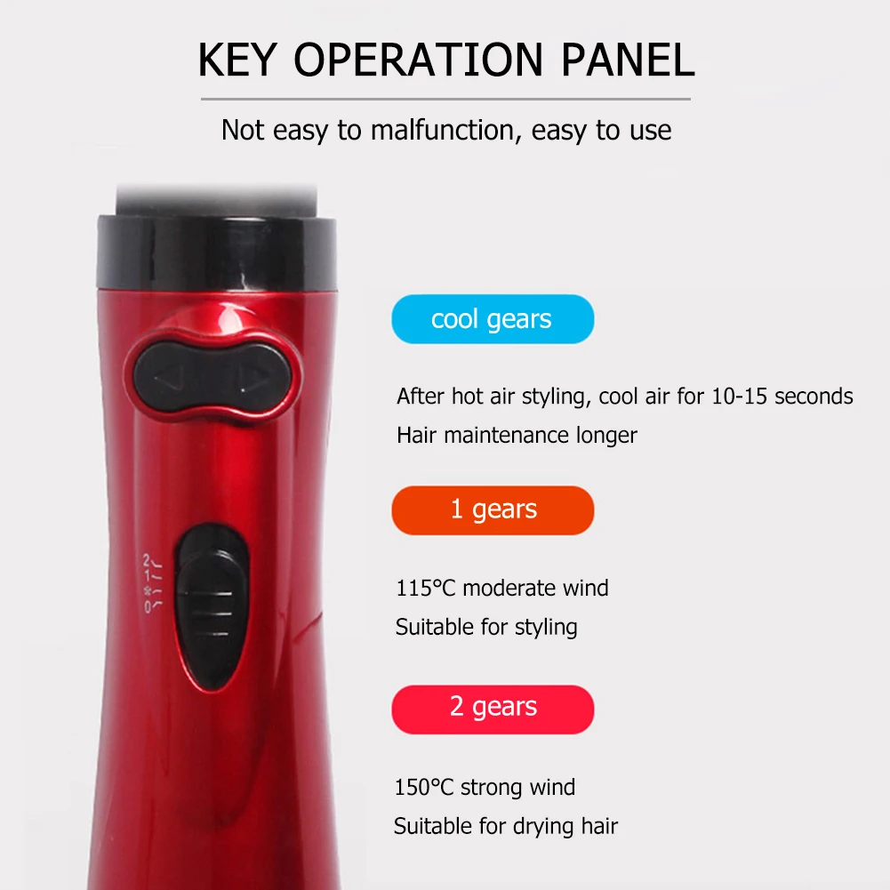 

Adjustable Rotating Brush Hair Dryer Hot Air Comb Round 2 in 1 Curling Straight Lightweight Easily Carrying Hair Part