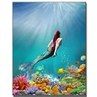 5d алмазная живопись подводный пейзаж, Русалка, морская жизнь, полная квадратная круглая Алмазная мозаика, картина стразы, домашнее искусство