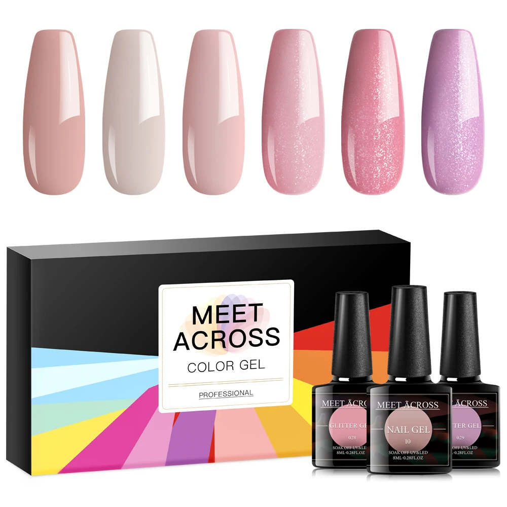 MEET ACROSS розовое золото набор гель лаков для ногтей гибридные Лаки 6 шт. Базовая