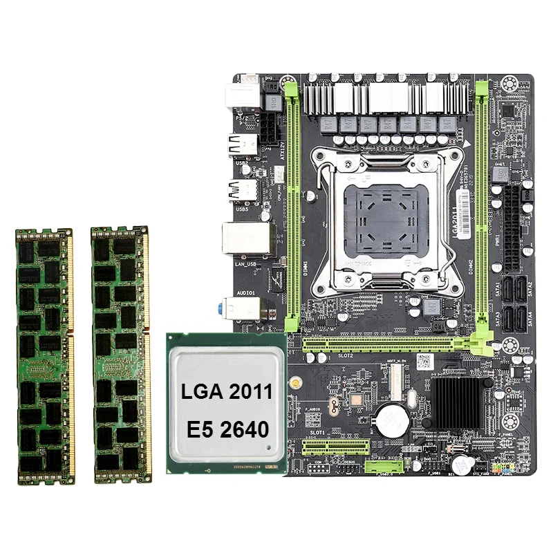 X79 M2 LGA2011 материнская плата комбинированный комплект с E5 2640 cpu 2X8GB 16GB DDR3 ram 2 Ch 1600Mhz ECC