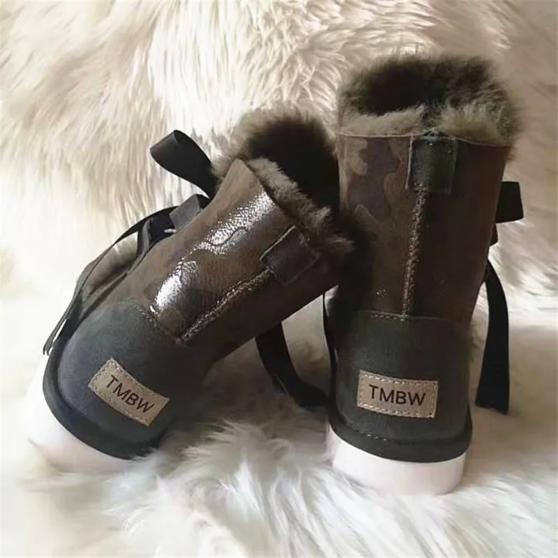 Пикантная камуфляжная Классическая обувь из 100% натурального меха Mujer Botas
