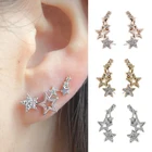 Женские серьги-подвески с Блестящими Белыми фианитами, изысканные Универсальные женские серьги, модные ювелирные изделия, лидер продаж, простые и стильные Звезды