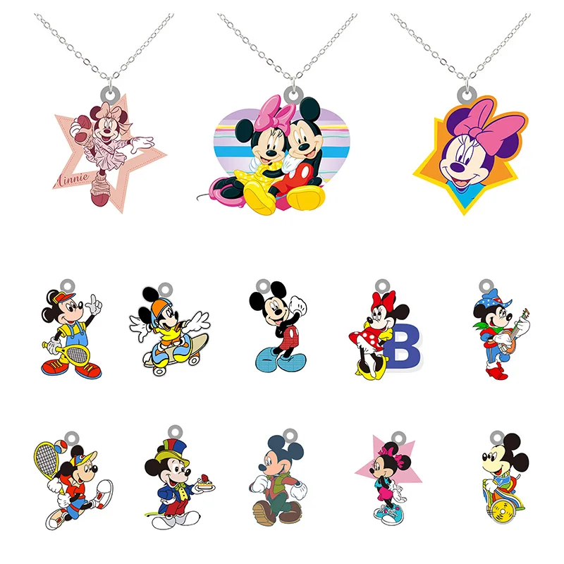 

Disney Animation Minnie Mickey Character Pendant Necklace Epoxy Necklace Resin Jewelry Tasteful Gift For Couple