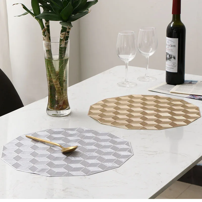 

Table Mat PVC Rhombus Splicing Heat Insulation Pad Table Decoration Western Placemat Table Mats for Dining Table