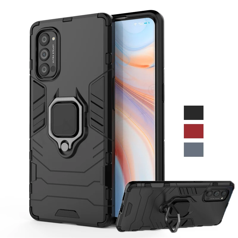Для Oppo Reno 4 3 Pro Чехол Reno2 Z 2 2Z 2F TPU бампер магнитный держатель кольца Броня чехол для